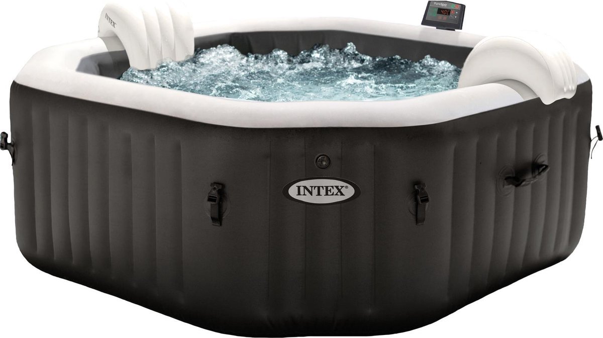 Intex PureSpa Jet & Bubble Deluxe Octagon + Hard Water Systeem + Zoutwatersysteem 4 persoons | Jacuzzi | Spa